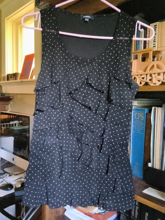 Reitmans Tops - Reitmans Black Polka Dot Ruffle Tank Top